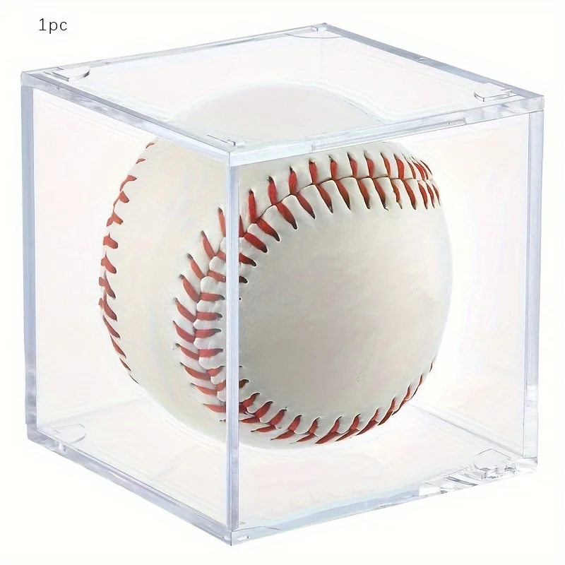 Vetrina da baseball trasparente con scatola per palline antipolvere in plexiglass acrilico (baseball nella foto è solo per l'esposizione)