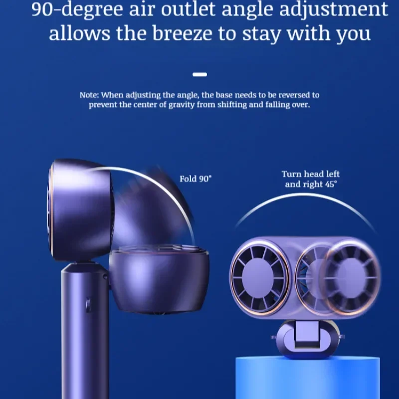 Ventilatore elettrico portatile Dispositivo di raffreddamento a doppia ventola ricaricabile compatto Raffreddamento ricaricabile con display digitale Ventilatore portatile personale