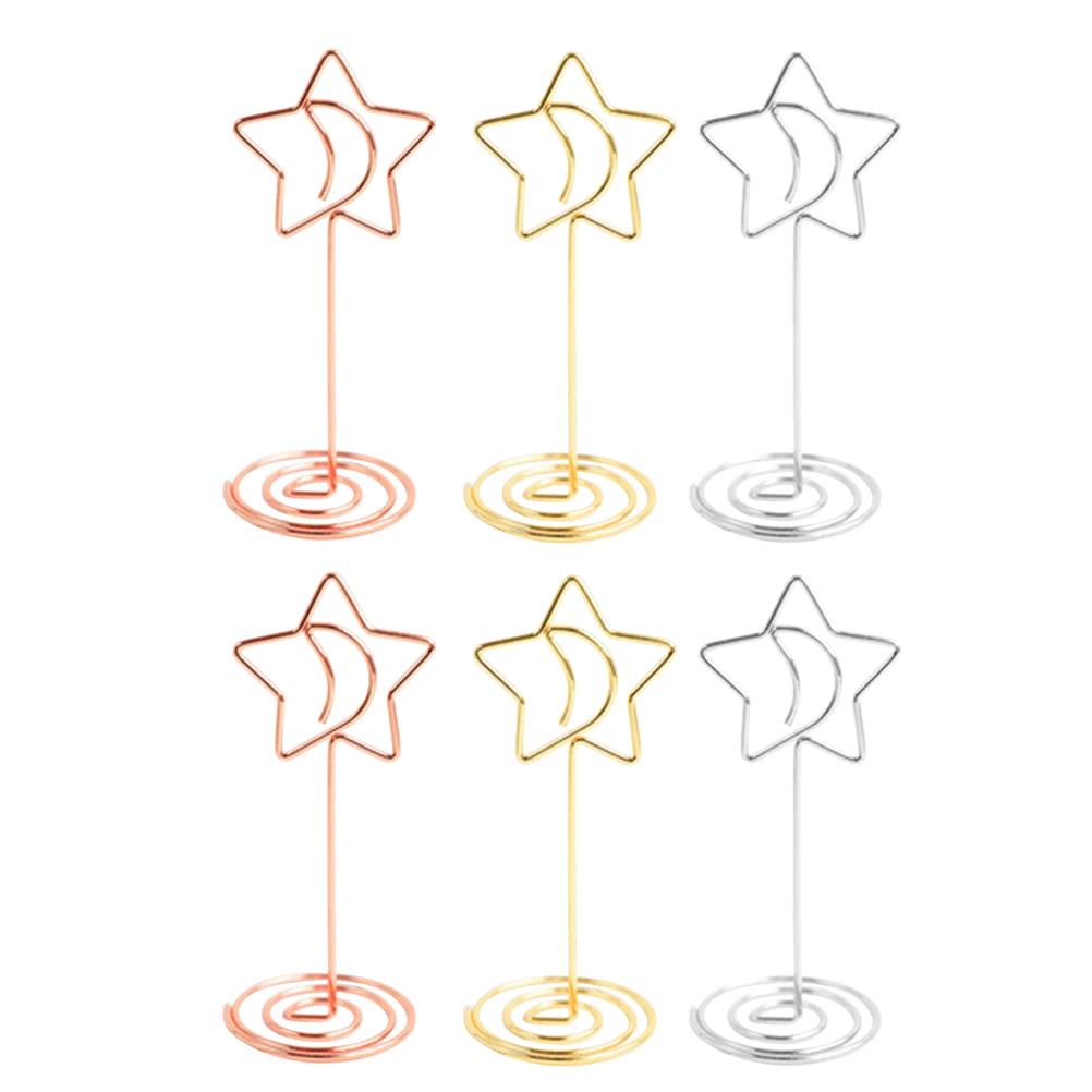 

6pcs Heart Holder Love Heart Memo Holder Sturdy Iron Material for Cards Notes Photos Wedding Birthday Decor Photo Clip Star
