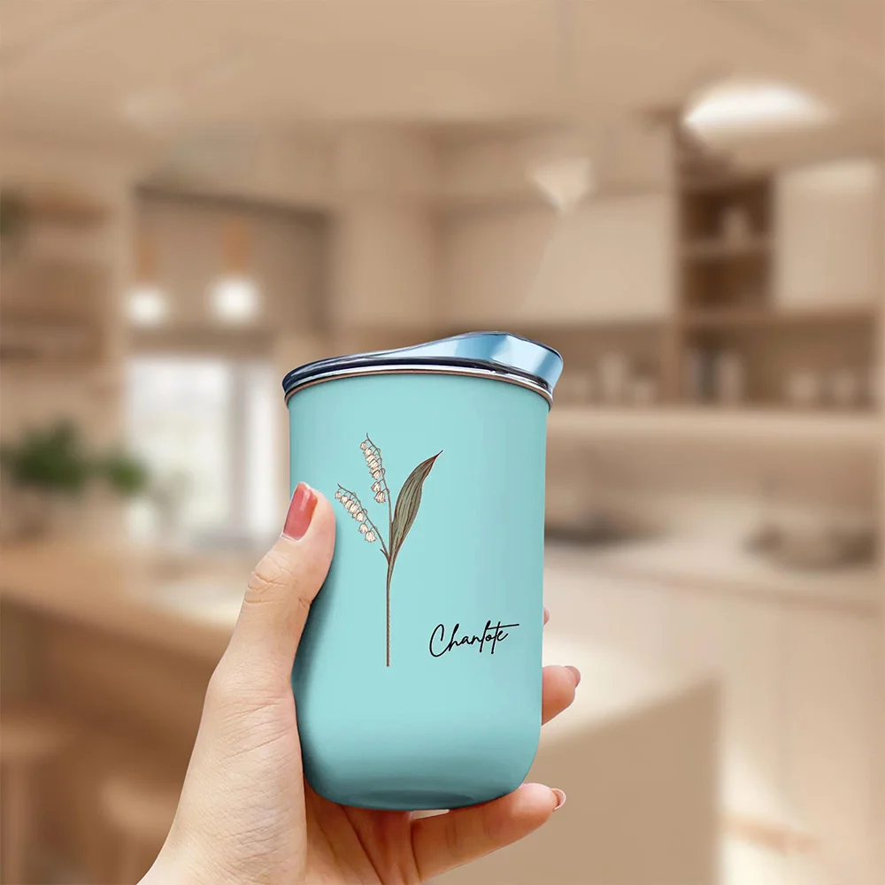 Personalized Birth Flower Coffee Tumbler, Custom Name Stainless Steel Travel Mug, Custom Floral Thermal Cup Gift For Women view 5