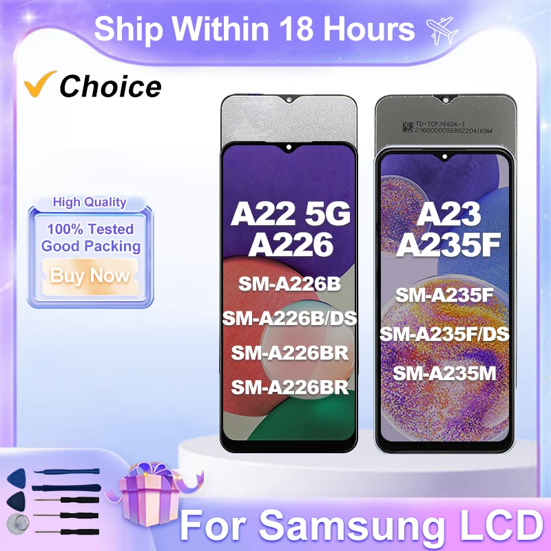 100% Test For Samsung Galaxy A22 5G Display SM-A226B LCD Touch Screen Digitizer For A23 4G A235 LCD A235F/DS Display Replacement