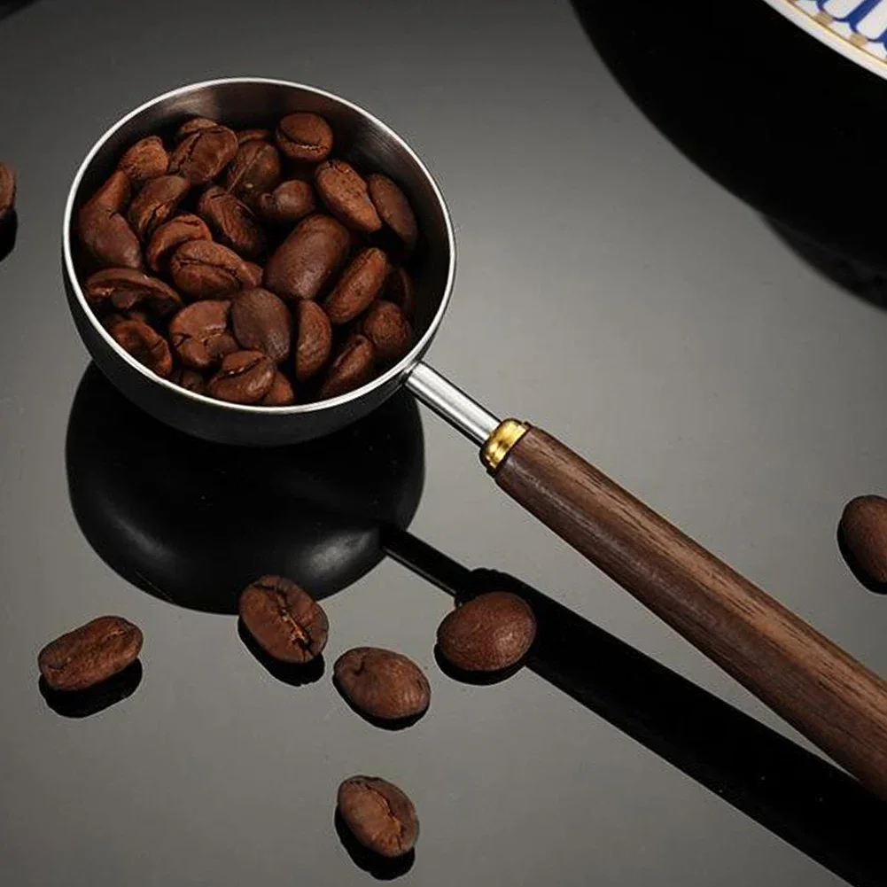 1Pc Walnut Handle Coffee Spoon Long/Short Handle Coffee Powder Measuring Spoon Stainless Steel Teaspoon Baking Tool