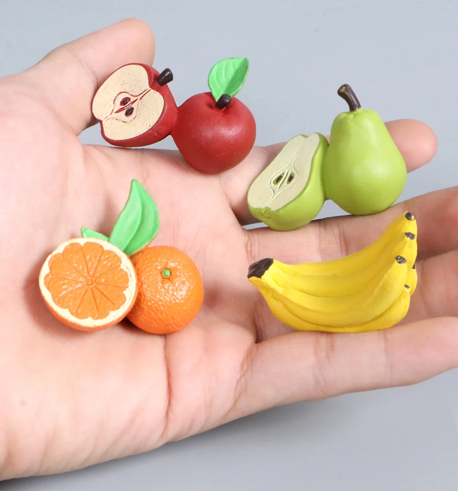 Hand Painted Realistic Vegetable Fruit Solid PVC Plastic Figurines Apple Corn Action Figure Montessori Educational Toy For Kid