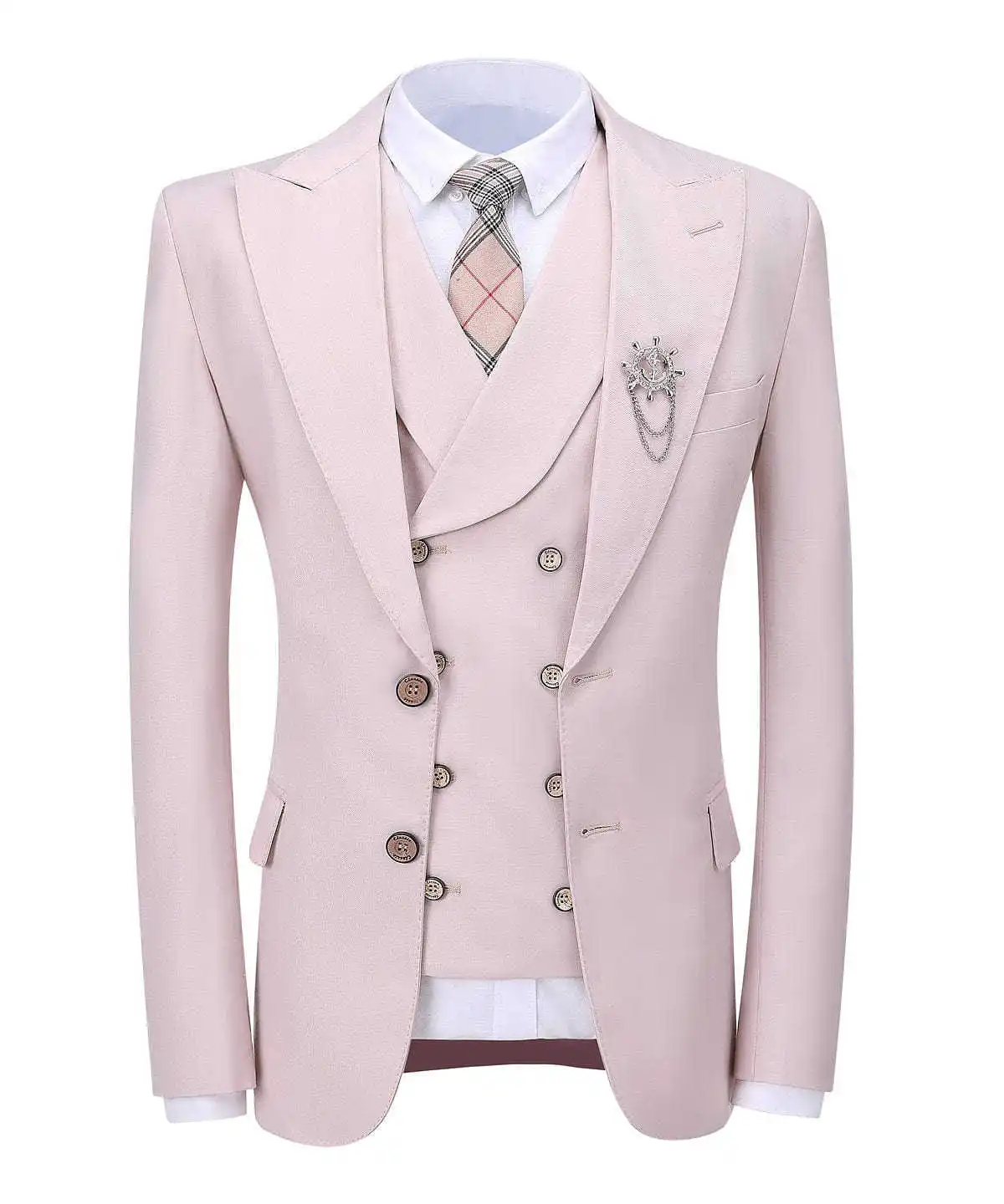 Wedding Men's Suit 3 Pieces Blazer Vest Pants Bow Collar Single Breasted Buckle  Work Wear Business Formal Costume Size Color