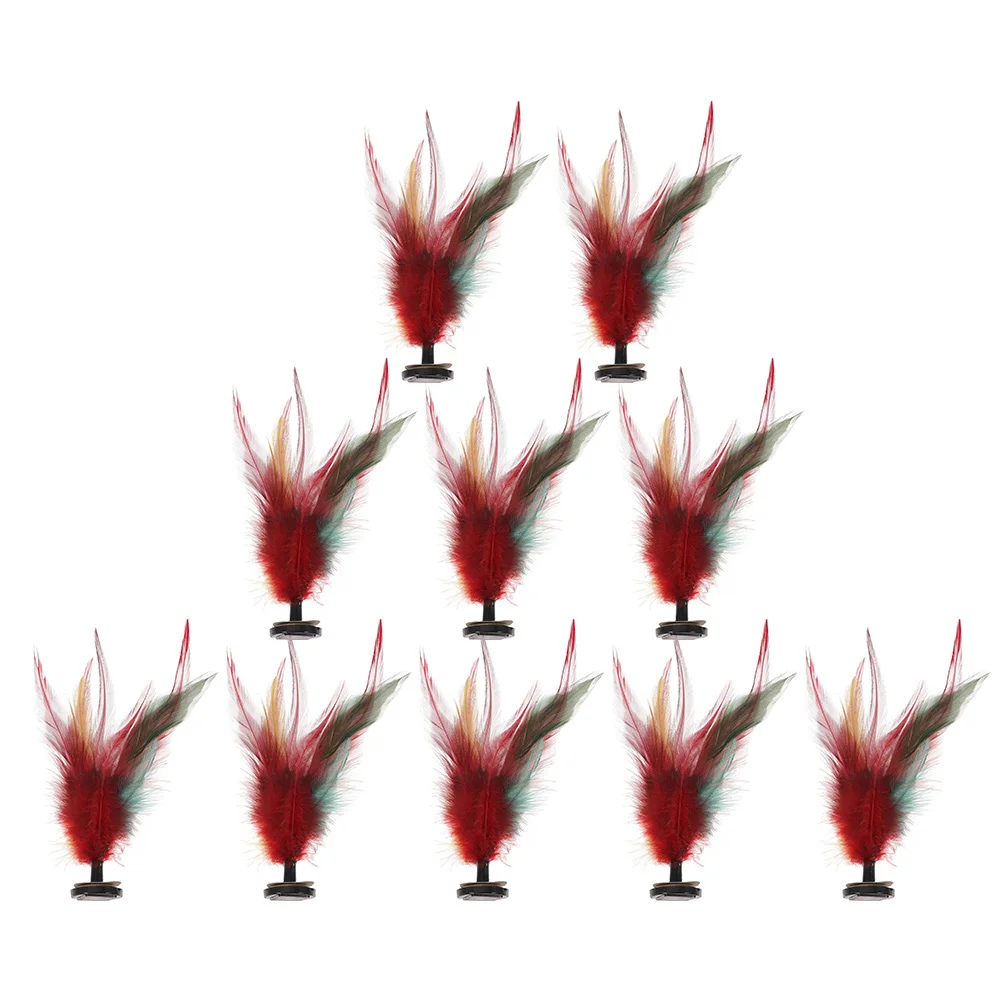 10Pcs Chinese Jianzi Traditional Kick Shuttlecock Colorful Chicken Plume Foot Sports Kick Shuttlecock Chinese Traditional Jianzi