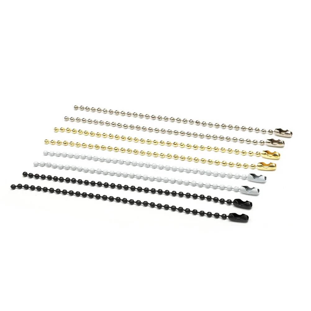 

100Pcs Metal Dog Tag Ball Chain Necklace Adjustable Length Cuttable Keychain Tag Rings Connector Steel Bead Chain Golden
