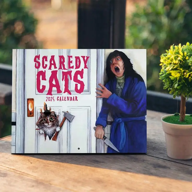 

Funny 2025 Wall Calendar Wall Monthly Calendar 12 Month Scaredy Cat Wall Planner Hangable Flipping Wall Calendar Daily Scheduler