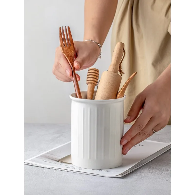 

Creative Reverse Relief Storage Container Household Ceramic Chopstick Holder Kitchen Tool