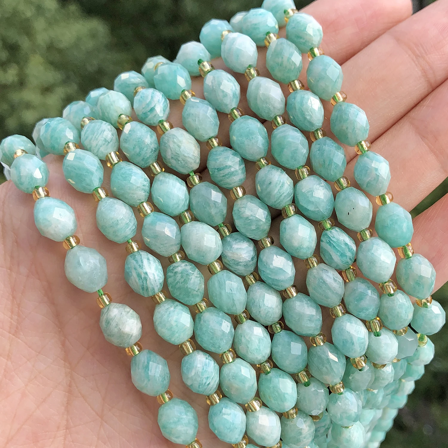 AAA Natural Amazonite Loose Beads 8x7mm Faceted Oval Shape Beads for Jewelry Making Diy Bracelet Earring Accessories