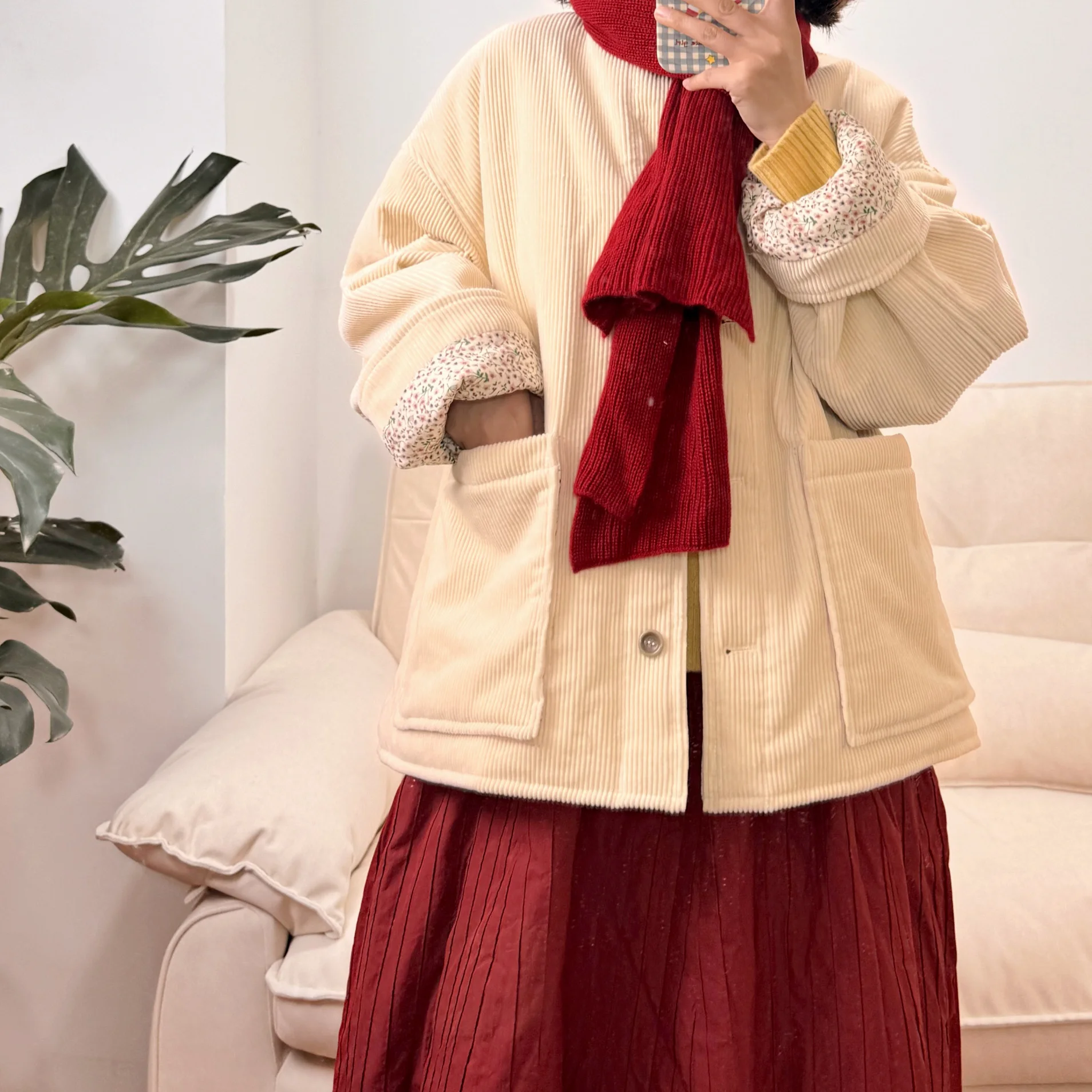 

Свободный хлопковый жилет с круглым вырезом и вельветовой отделкой для женщин, утепленная зимняя верхняя одежда, удобный дышащий женский жилет