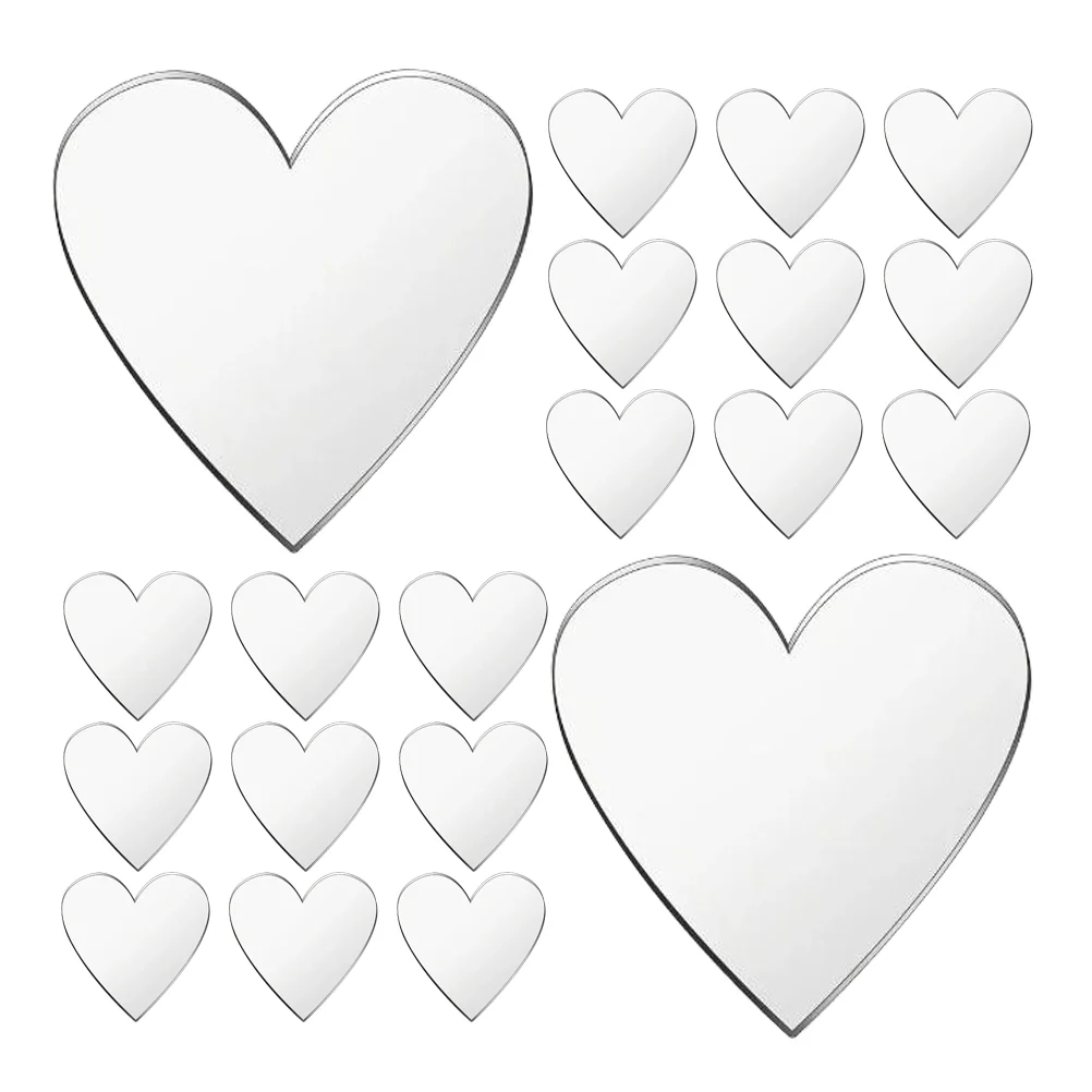 

100 Pcs Love Mirror Sticker Self Adhesive Self-adhesive Mini Tiles Heart Acrylic Valentines Day