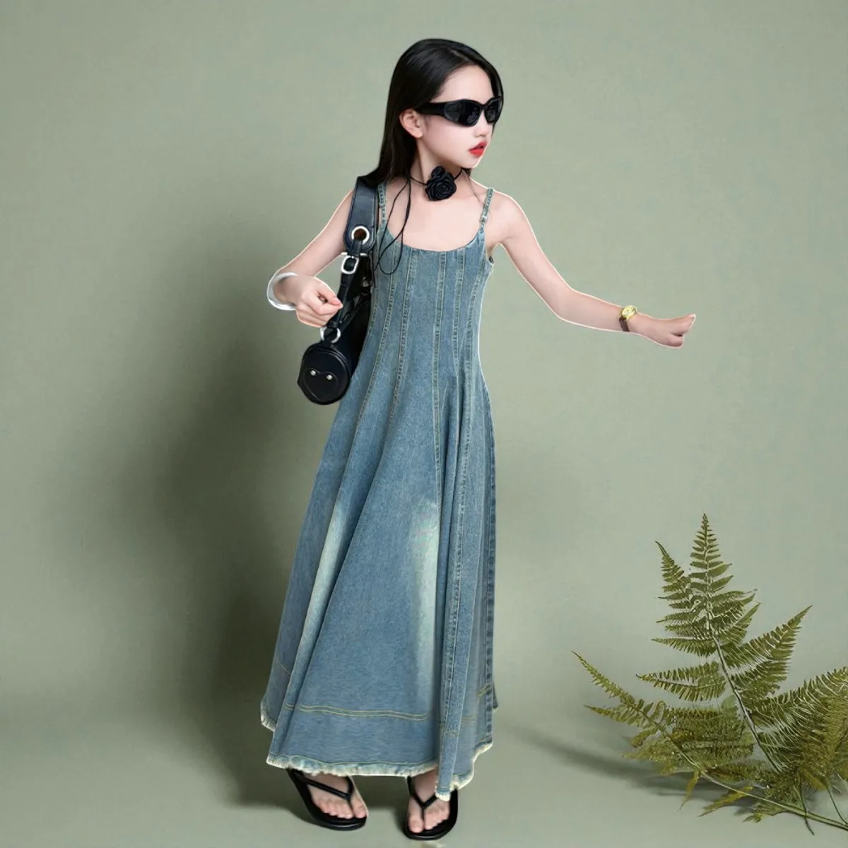 Baby Kids Long Denim Dresses for Girls Outfits Summer Beach Clothes  Sleeveless Children Princess Costumes 5 7 8 9 10 11 13 Years - AliExpress  1501