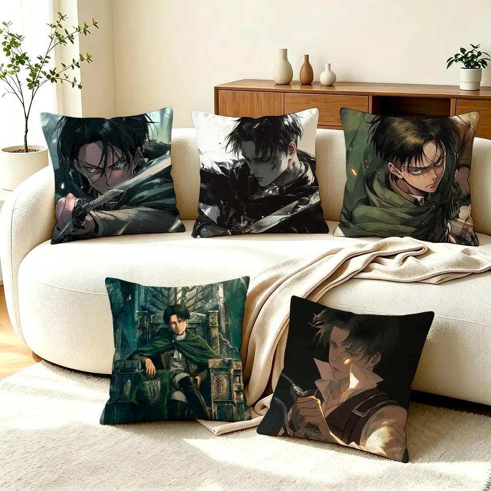 L-Levi A-Ackerman Attack on Titan  Square Double-Sided printed Pillow Case Bedroom Bedside Pillow Sofa Cushion Cover