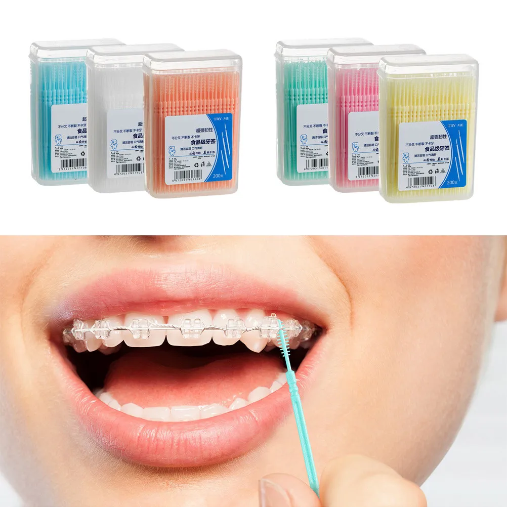 6 Boxes Lightweight Interdental Brushes Double-End Toothpicks Premium Polypropylene Dental Cleaners for Travel Home Office Use