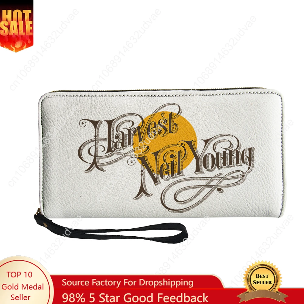 

Neil Young Purse Mens Womens Teenagers Zipper Long Wallets Double Print Commuter Personalized Portable Wallet Gift Bag