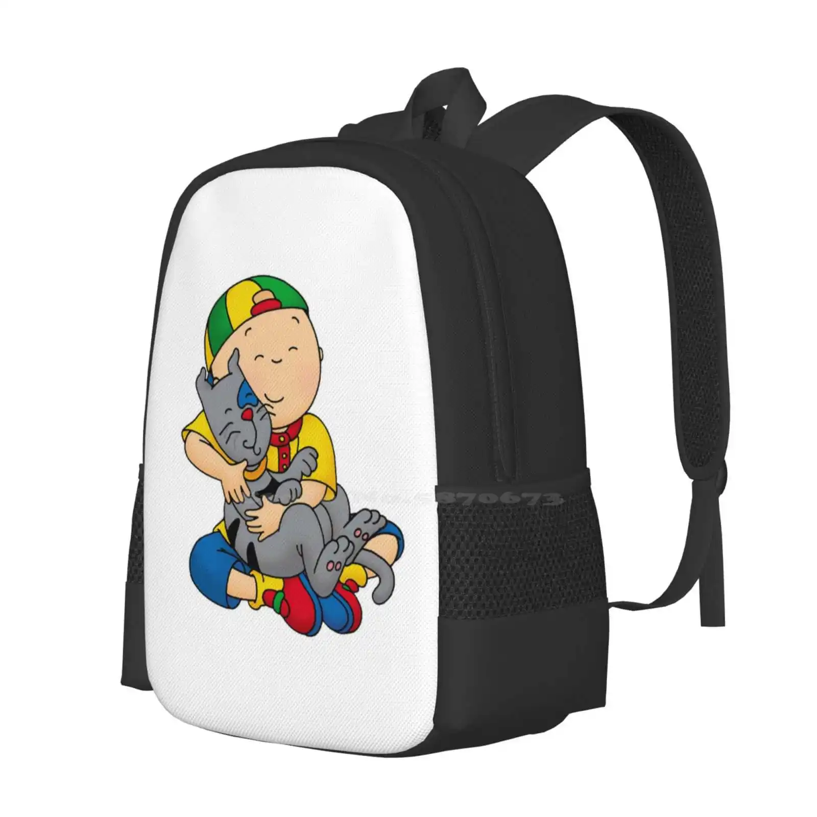 Caillou, Caillou And Dog Hot Sale Schoolbag Backpack Fashion Bags Cartoons Kidshows Animation Children Playtime Caillou Flying