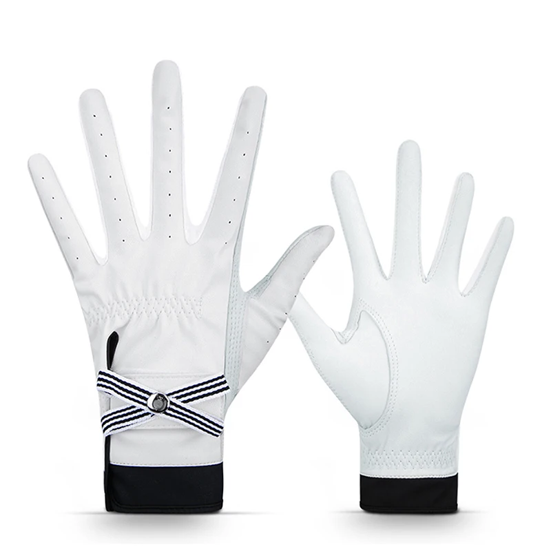 

1 Pair Women Sheepskin Golf Gloves Delicate Comfortable Breathable High Elasticity PU Material Right And Left Hand Sport Gloves