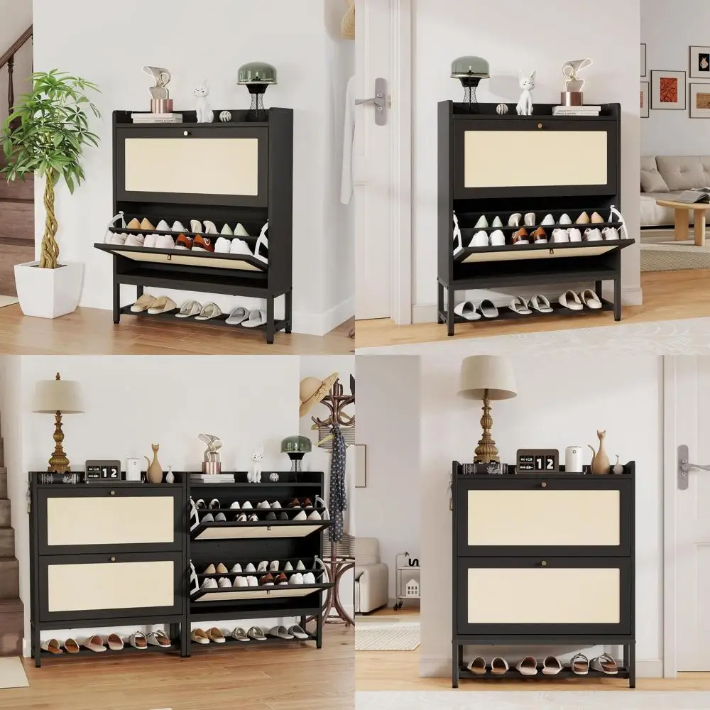 

Компактный современный шкаф для обуви в прихожую, вмещает 16-20 пар, органайзер для обуви с откидными ящиками