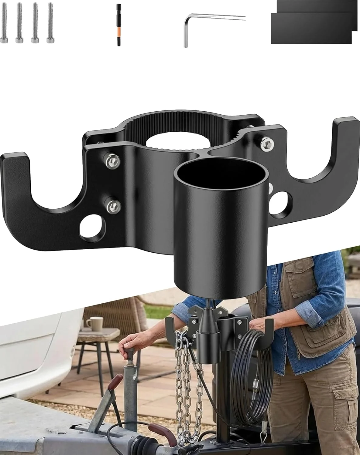 

Алюминиевый органайзер для буксировочных цепей прицепов, 7-позиционный держатель цепей, универсальные аксессуары для буксировки, держатель цепей для прицепов