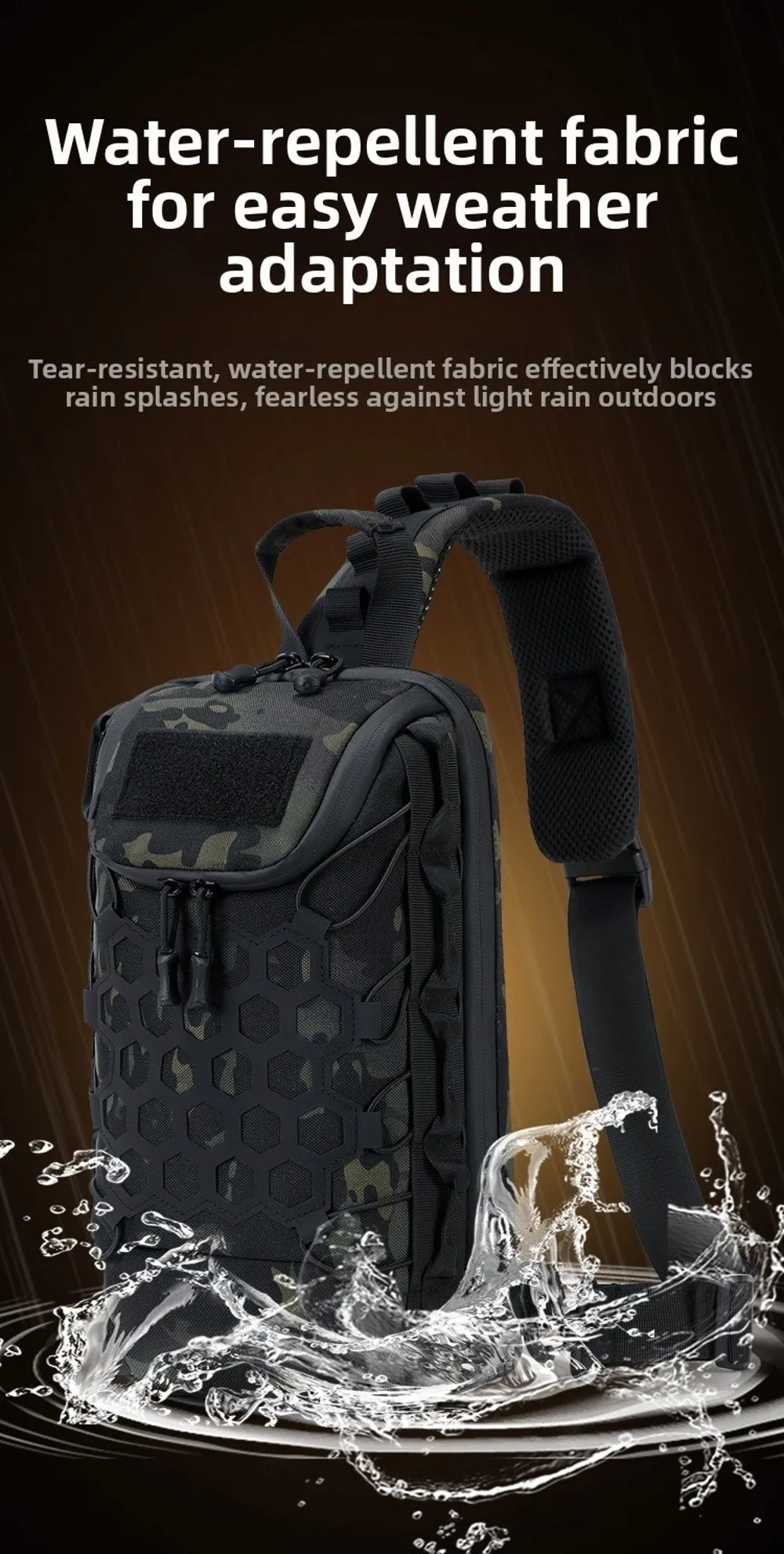 New Black Crossbody Chest Pack Durable Waterproof Sling Shoulder Backpack Large Capacity Crossbody Bag Hiking