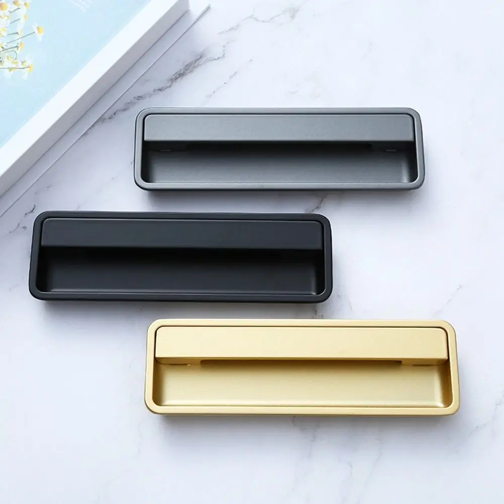 Fashion Aluminium Alloy Recessed Door Handle Hardware Furniture Door Handlebar Invisible Sliding Door Pull Cabinet