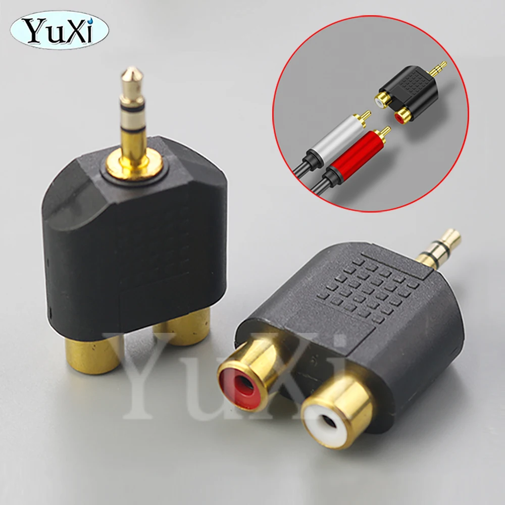 1 szt. męski na podwójne 2 żeńskie RCA 3,5 mm adapter audio-wideo Połączenie Lotus 3 Split RCA RF Złącze AV Część naprawcza