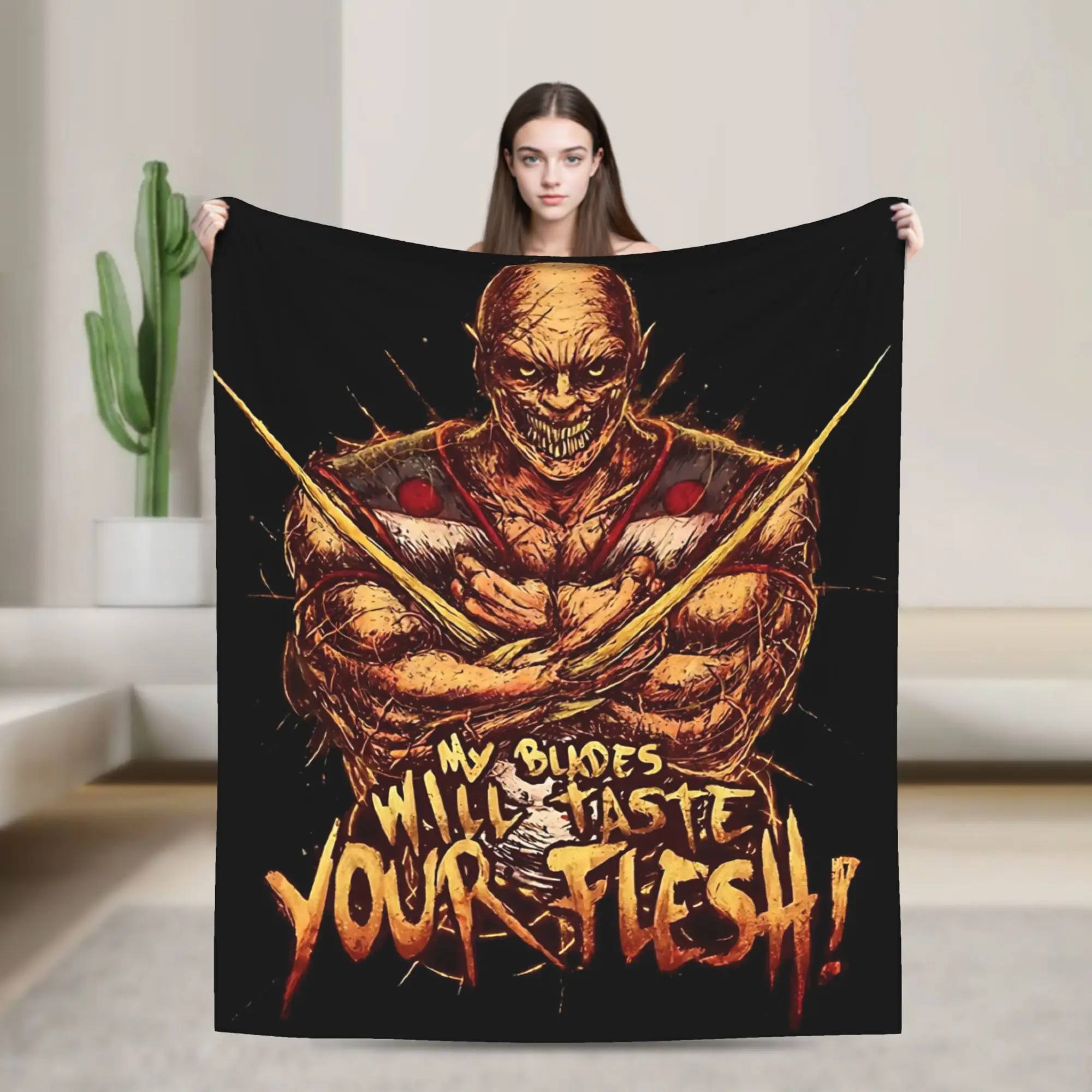 Manta Decorativa Cálida y Acogedora de Mortal Kombat con Diseño de Espadas para Dormitorio, Viajes, Cubrecama