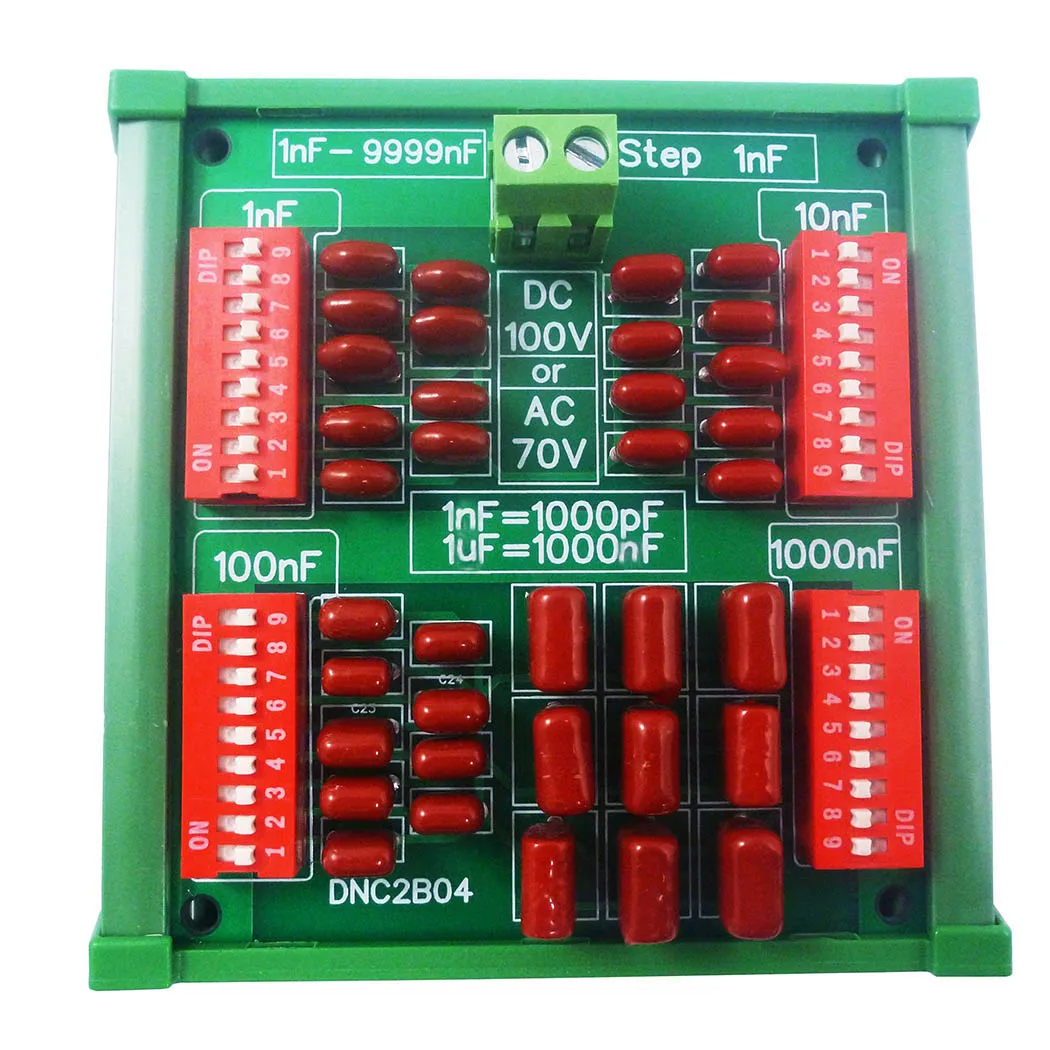 DNC2B04 Programmable Capacitor Board Polypropylene Film Capacitor C35 DIN Rail For PLC 1nF to 9999nF Step-1nF cztery dekady