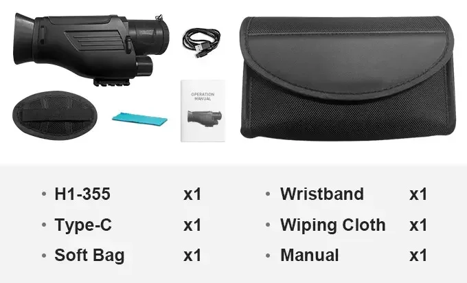 Imagem -06 - Dispositivo Monocular de Visão Noturna Tela Lcd de Polegadas hd 8mp 1080p Câmera de Caça Caça ao ar Livre Acampamento H1355 Visão Noturna