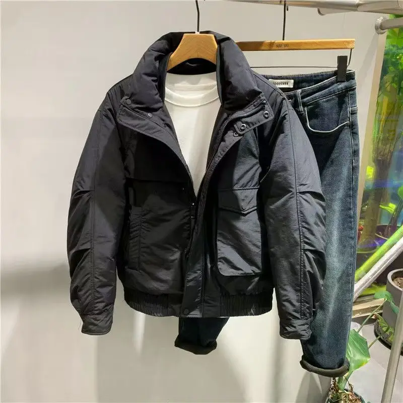 

Faionable Men's down Jaet Double Layer Collar ort Sle Slim Fit Warm Cotton Workwear Autumn Winter New Arrival