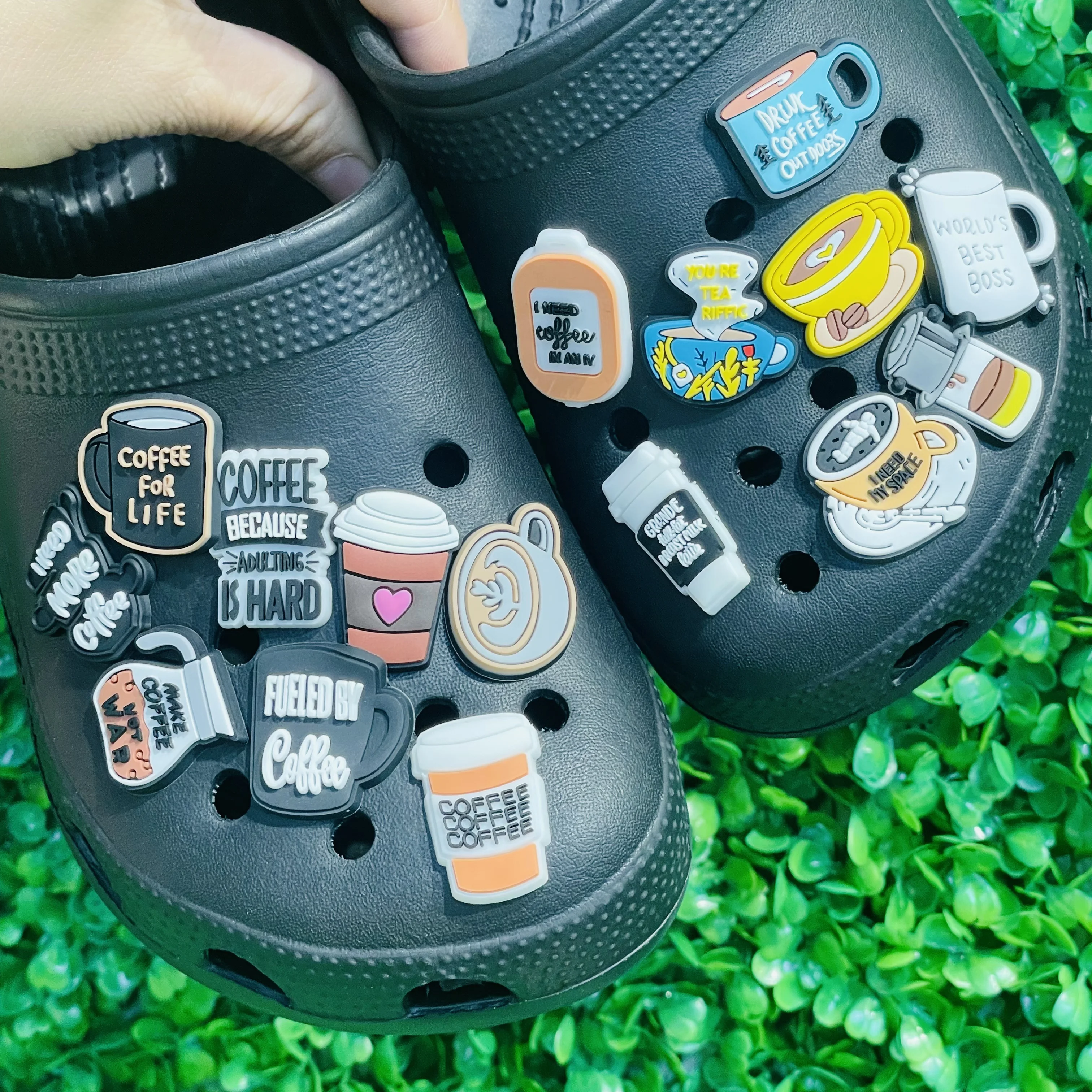 

16 шт. мультяшная кофейная чашка лучший босс ПВХ обуви талисманы клоги отверстия обувь украшения аксессуары для сандалий праздничный подарок