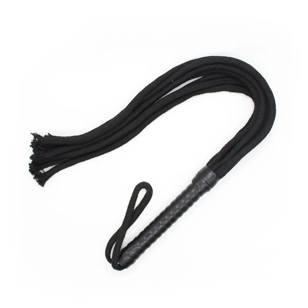 Chicote De Cavalo De Corda De Algodão, Flogger de couro PU, Equipamento de corrida, Cavalo de palmada, 48cm