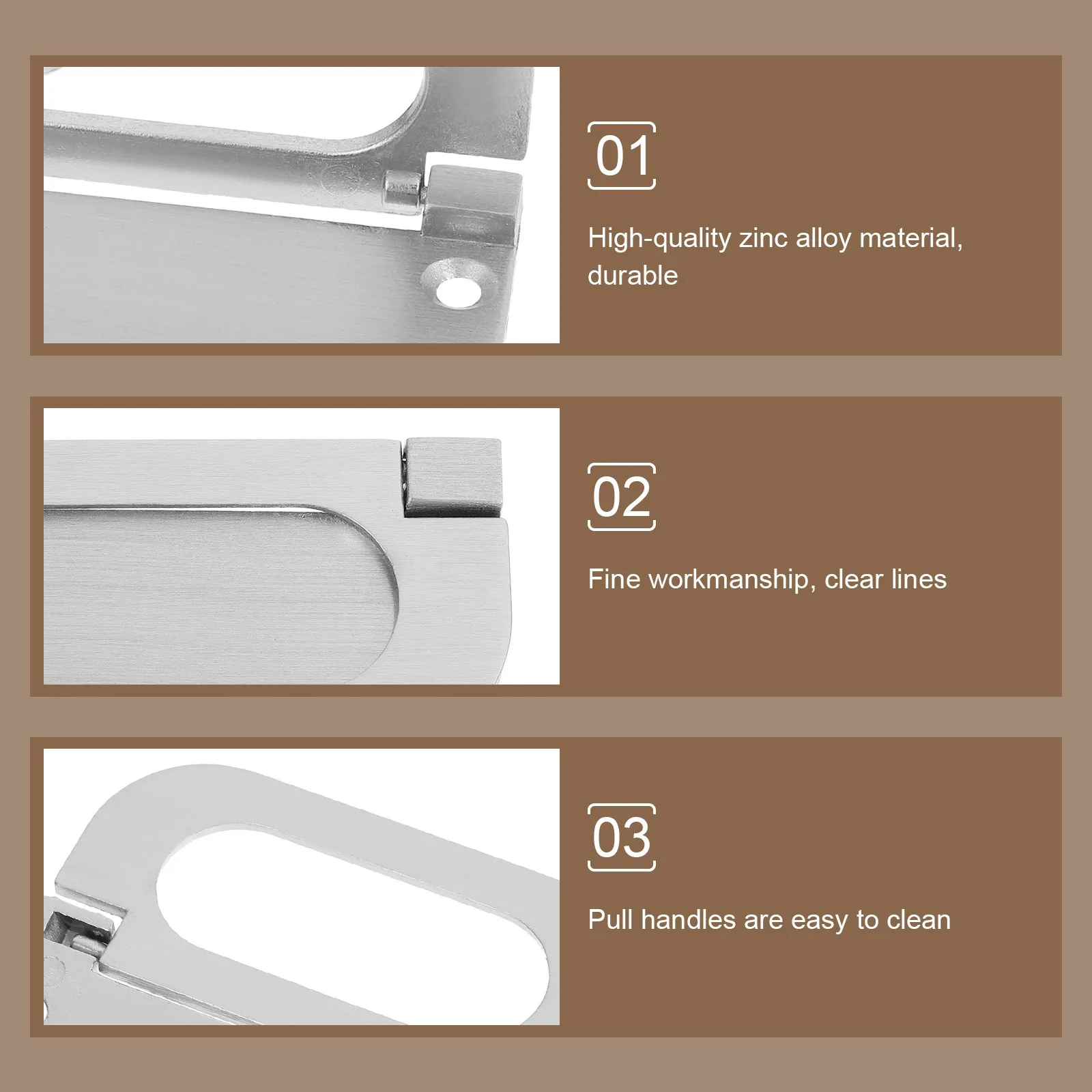 มือจับแบบซ่อน 2 ชุด ทำจากโลหะผสมสังกะสี สำหรับตู้ ประตู ลิ้นชัก ห้องครัว ห้องน้ำ ตู้เสื้อผ้า เฟอร์นิเจอร์