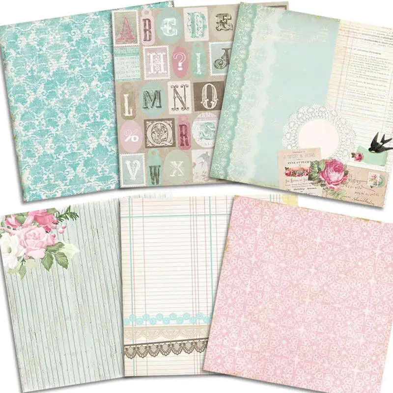 1 Set Of Scrapbook Decorating Paper DIY Photo Album Scrapbook Junk Journal Card Background Paper 6in Pattern Paper 15.2X15.2cm1