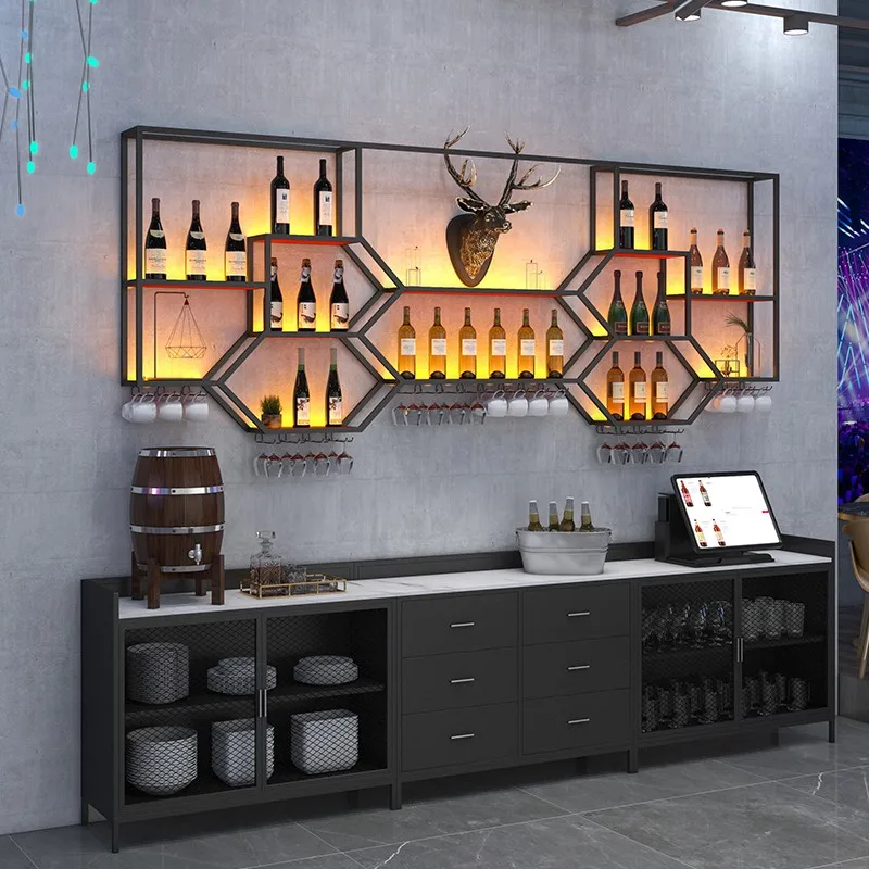 

Display Liquor Bar Cabinet Wine Glasses Bottle Designer Rack Beer Counter Bar Cabinet Luxury Porta Bottiglie Vino Bar Furniture