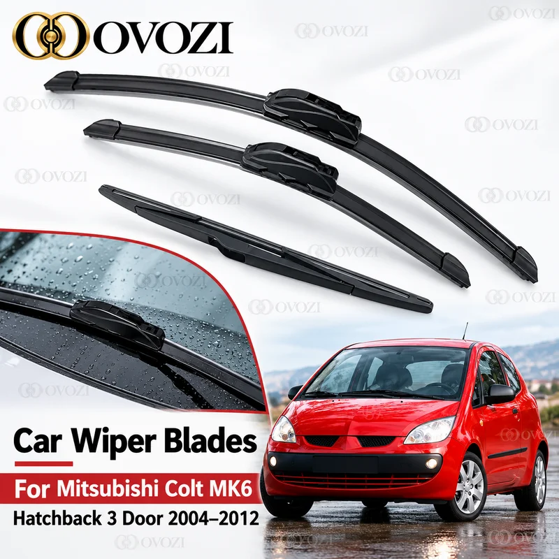 For Mitsubishi Colt MK6 Hatchback 3 Door Front Rear Wiper Blades Brushes Cutter Accessories J U Hook 2004-2012 2010 2011 2012