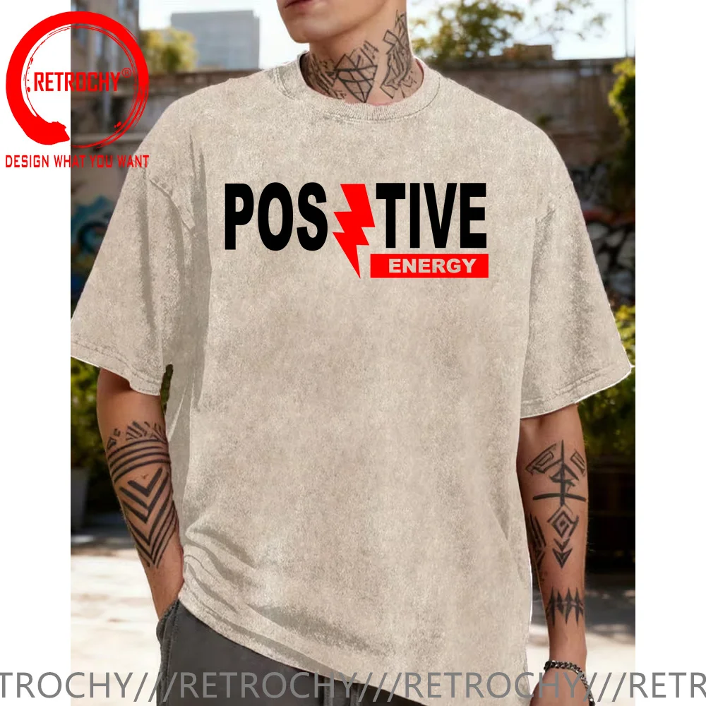Vintage Washed Cotton T Shirt Men Positive Graphic T-Shirt Loose Short Sleeve Stylish Geometric Printing Casual Tops Tee Shirt
