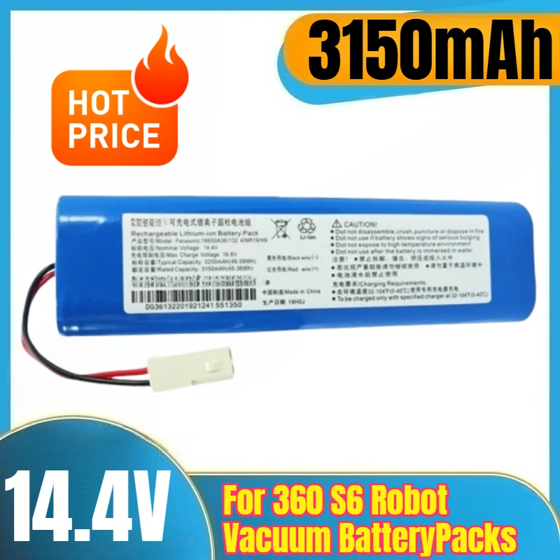 

14.4V 3150mAh Robot Vacuum Battery Packs for 360 S6