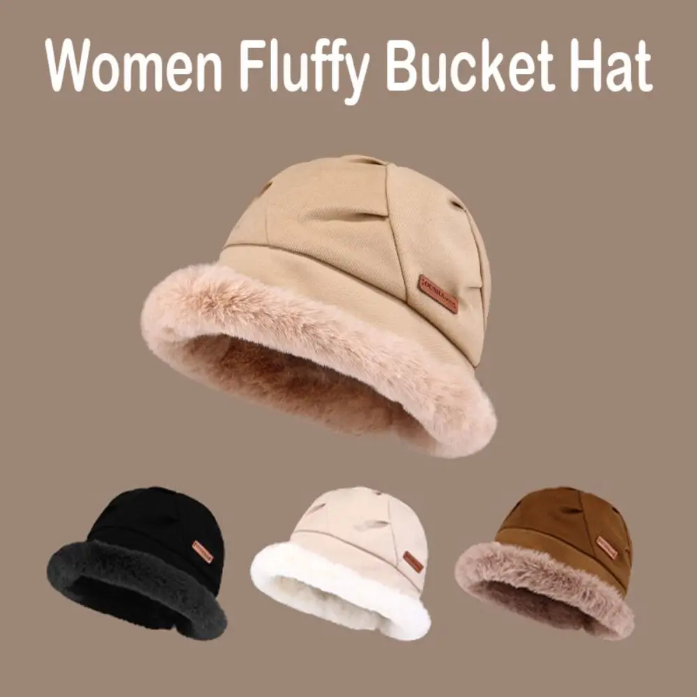 

Gift Soft Mongolian Hat Plush Thicken Fisherman Cap Ear Protection Cold Protection Women Fluffy Bucket Hat Winter