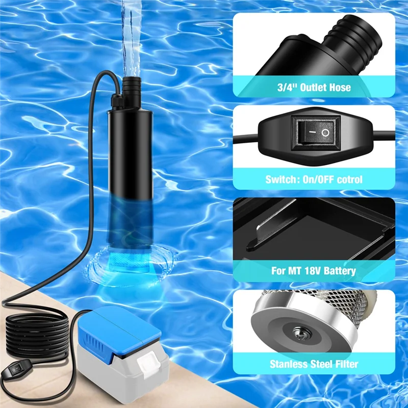 

Water Transfer Pump For 18V Battery For Garden,Camping, Kiddie Pool, Fish Tank