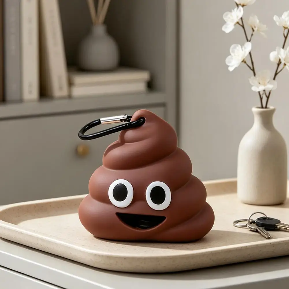 Bag Dispenser Dog Poop Bag Dispenser for Leash Portable Bag Holder with Metal Buckle Cute Poop Shape for Outdoor for Leash