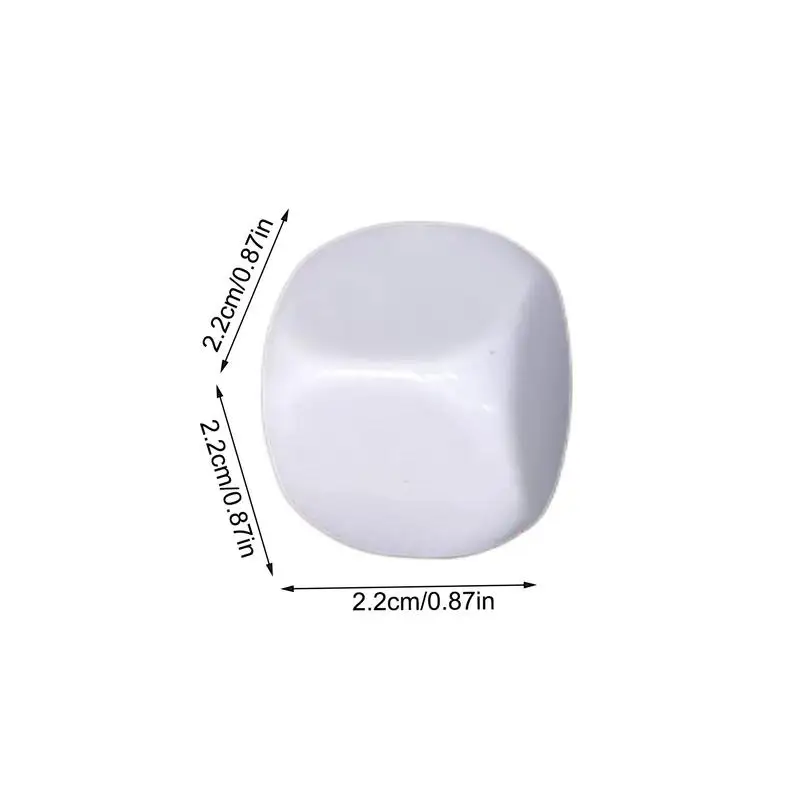 10 Stück leere Würfel, abgerundete weiße Würfel aus Acryl, sechsseitig, zum Schreiben auf weißen Würfeln für Aufkleber, Zahlen, Bausteine, Mathematik
