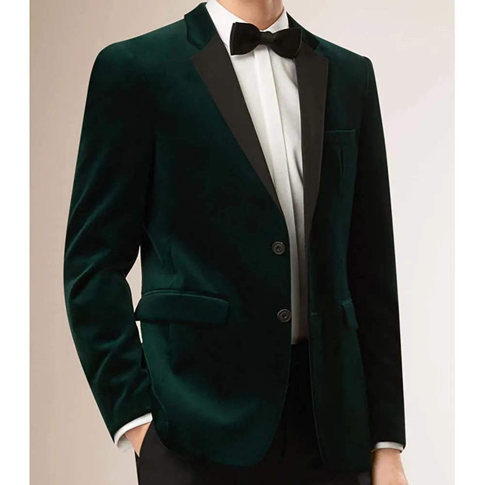 

Mens Velvet Blazers Custom Made Slim Fit Dark Green Velvet Jacket MenTailored Velvet Blazers For Men Velvet Suit 2PCS