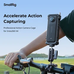 SmallRig Action Camera Cage for Insta360 X4, Aluminum Protective Case for Insta360 X4 with Silicone Lens Cover - 4278