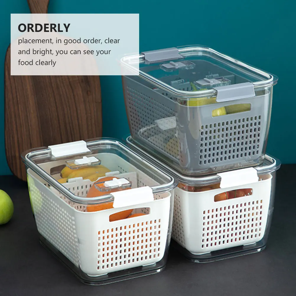 

1Pcs Refrigerator Fresh Box Food Grade Pet Material Stackable Fruit Vegetable Storage Container White Random Style