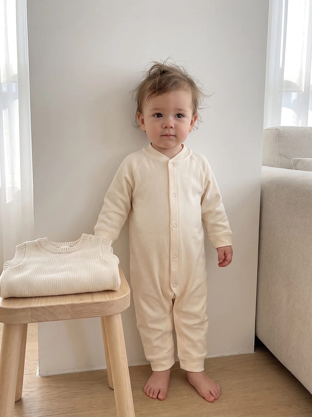 MILANCEL Newborn Baby Romper 3-24M Baby Girls Clothes Solid Color Cotton Toddler Jumpsuit Comfortable Sleepwear for Newborns