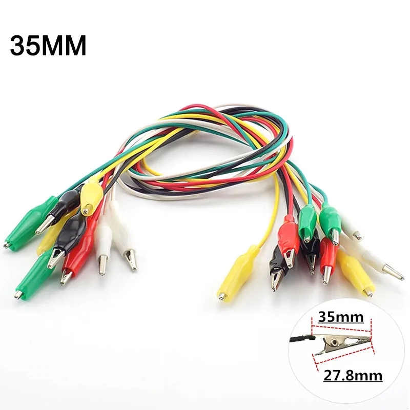 35mm 10pcs Metal Crocodile Clips Alligator Clips Leads testing Electric Double-ended Roach Electrical Test Jumper Wire 5 Colors