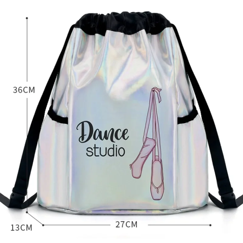 Girls Laser Shiny Gym Backpack Kids Ballet Dance Bags Training Shoulder Child Pocket Handbag For Dancing Ballerina Package