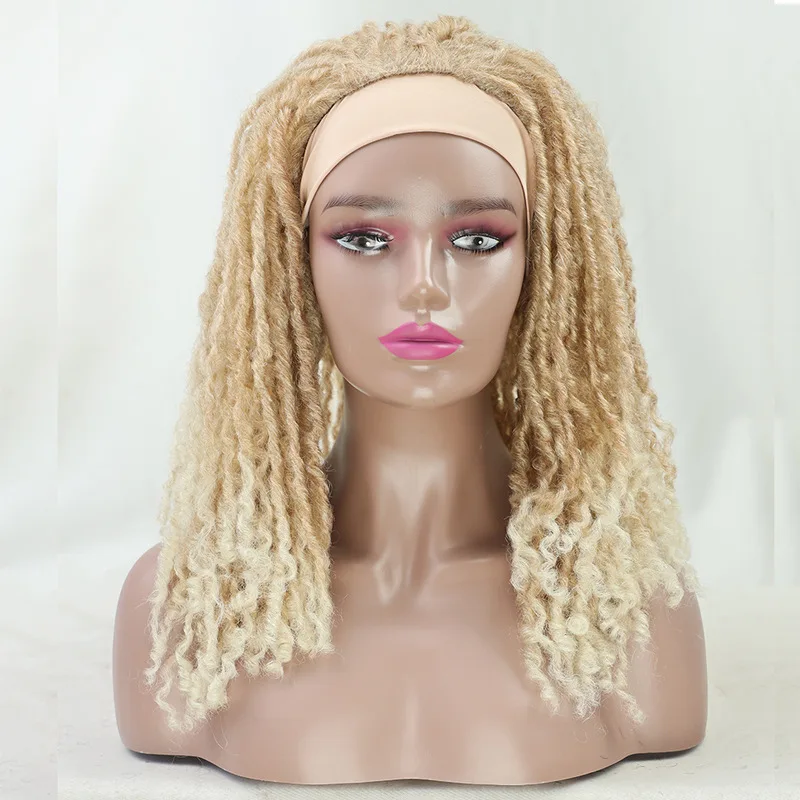 Women's headscarf, gradient braids, faux ice silk crochet headband, European and American style