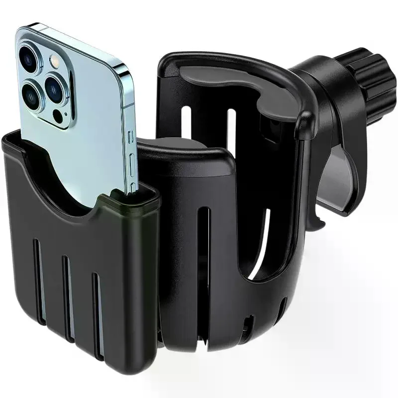 In 1 Motorcycle Stroller Cup Holder Bike Wheelchair Phone With Walker Rack Black Easy 360 Install Degree Rotation Adjusta 2